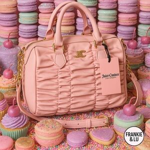 Juicy Couture Run The World Satchel Pink Diamond Ruched NWT